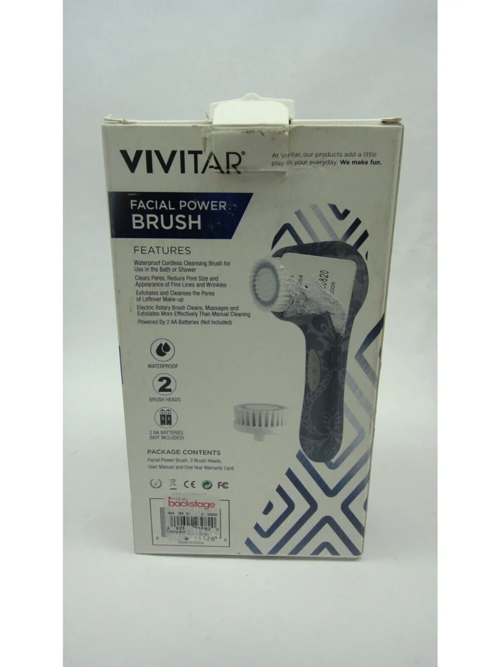 3 pack Vivitar Facial Power Brush Cleansing Facial Brush Metallic, Marble Series